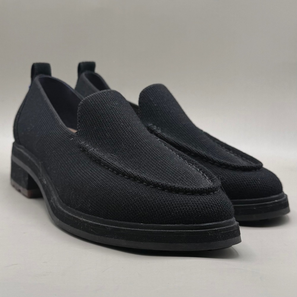 Rothy's The Lug Loafer Women 9.5 Chunky Slip On Knit Black Solid